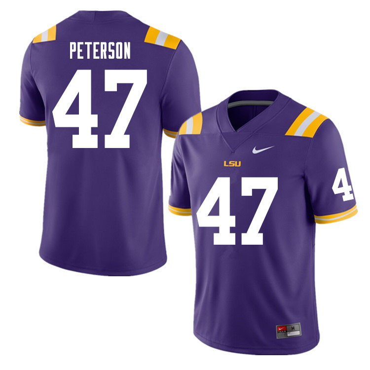 Men #47 Max Peterson LSU Tigers College Football Jerseys Sale-Purple